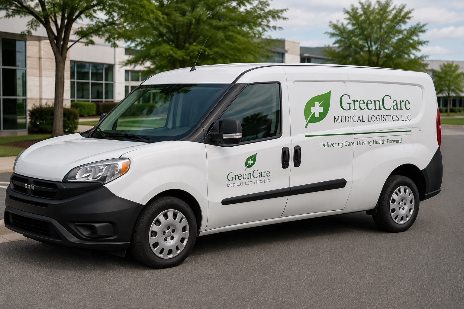 GreenCare Medical Logistics branded delivery van